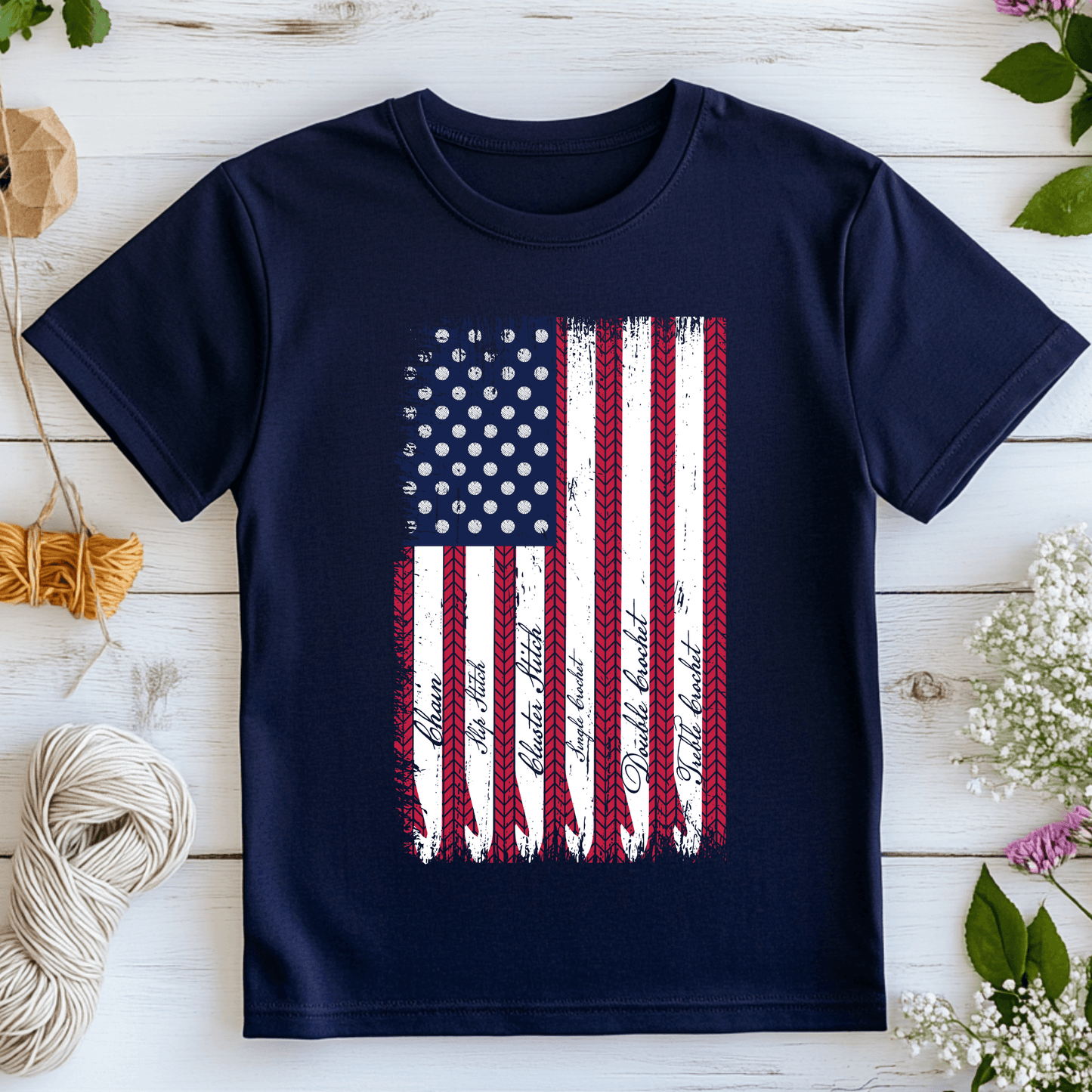 Crochet American Flag T-Shirt