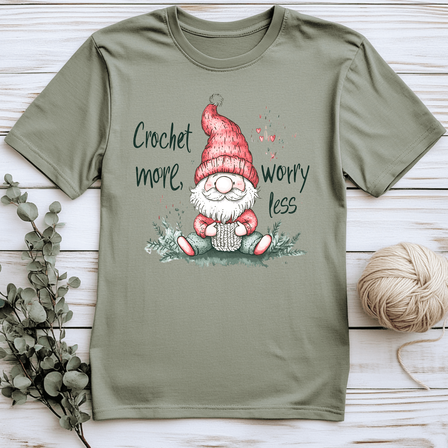 Crochet More, Worry Less Gnome T-Shirt