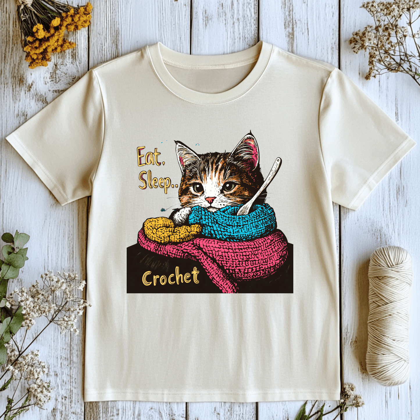 Eat Sleep Crochet Cat T-Shirt