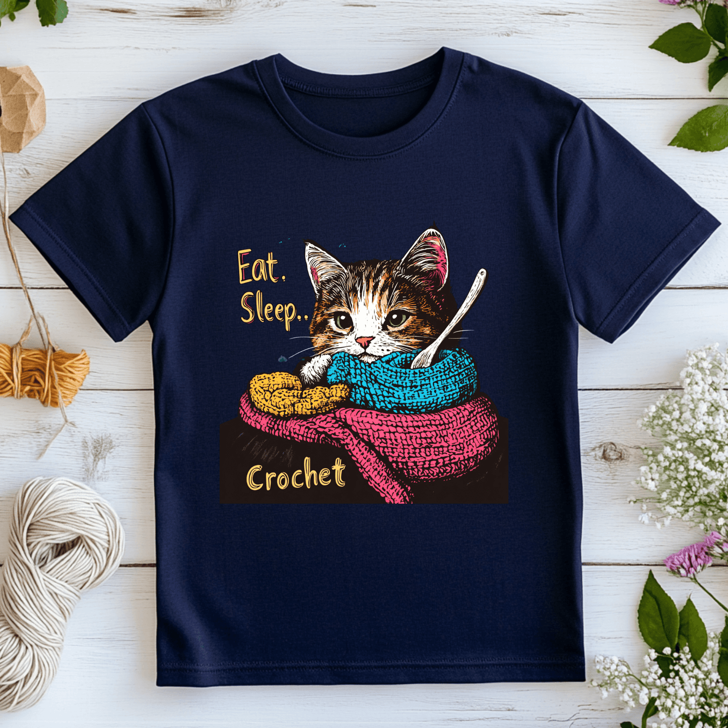 Eat Sleep Crochet Cat T-Shirt