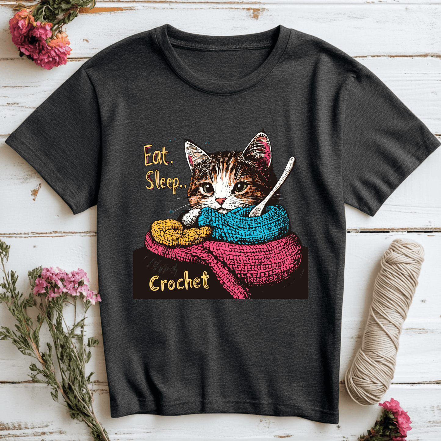 Eat Sleep Crochet Cat T-Shirt