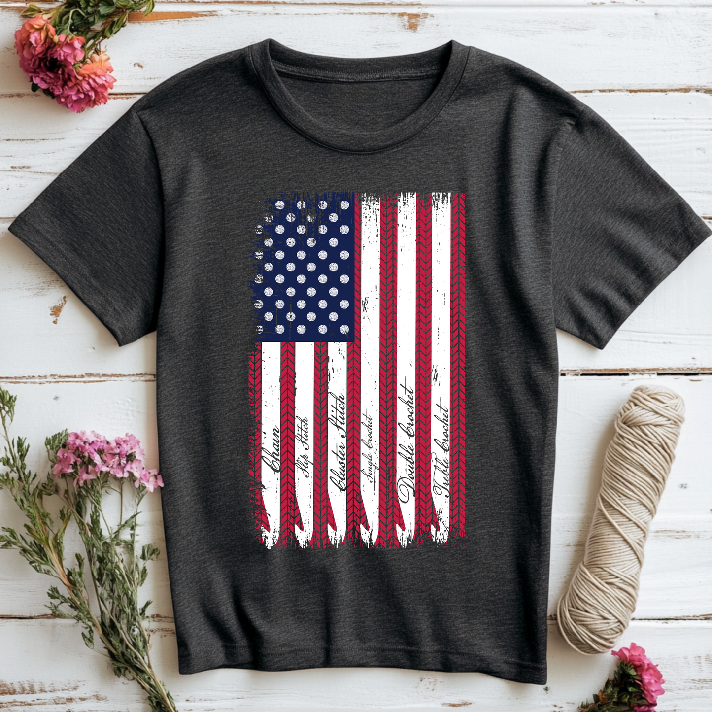 Crochet American Flag T-Shirt