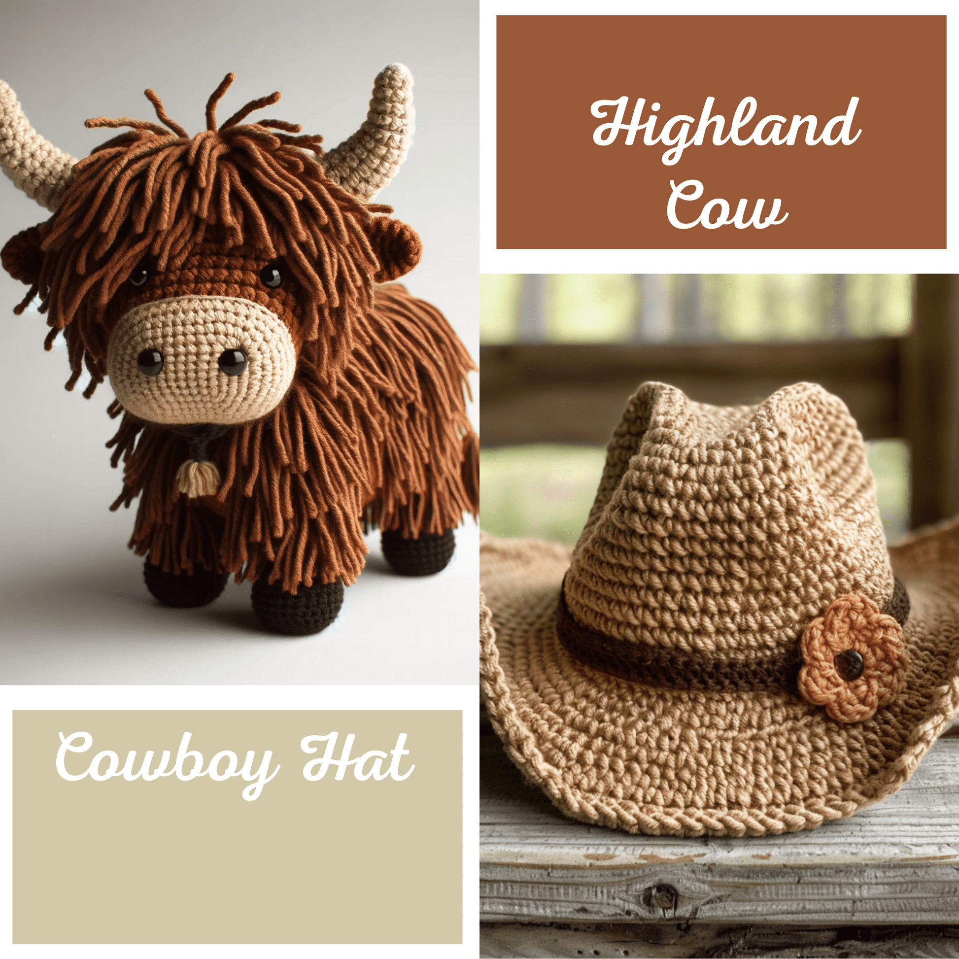 Cowboy Hat Highland Cow Patterns KnotNookCo