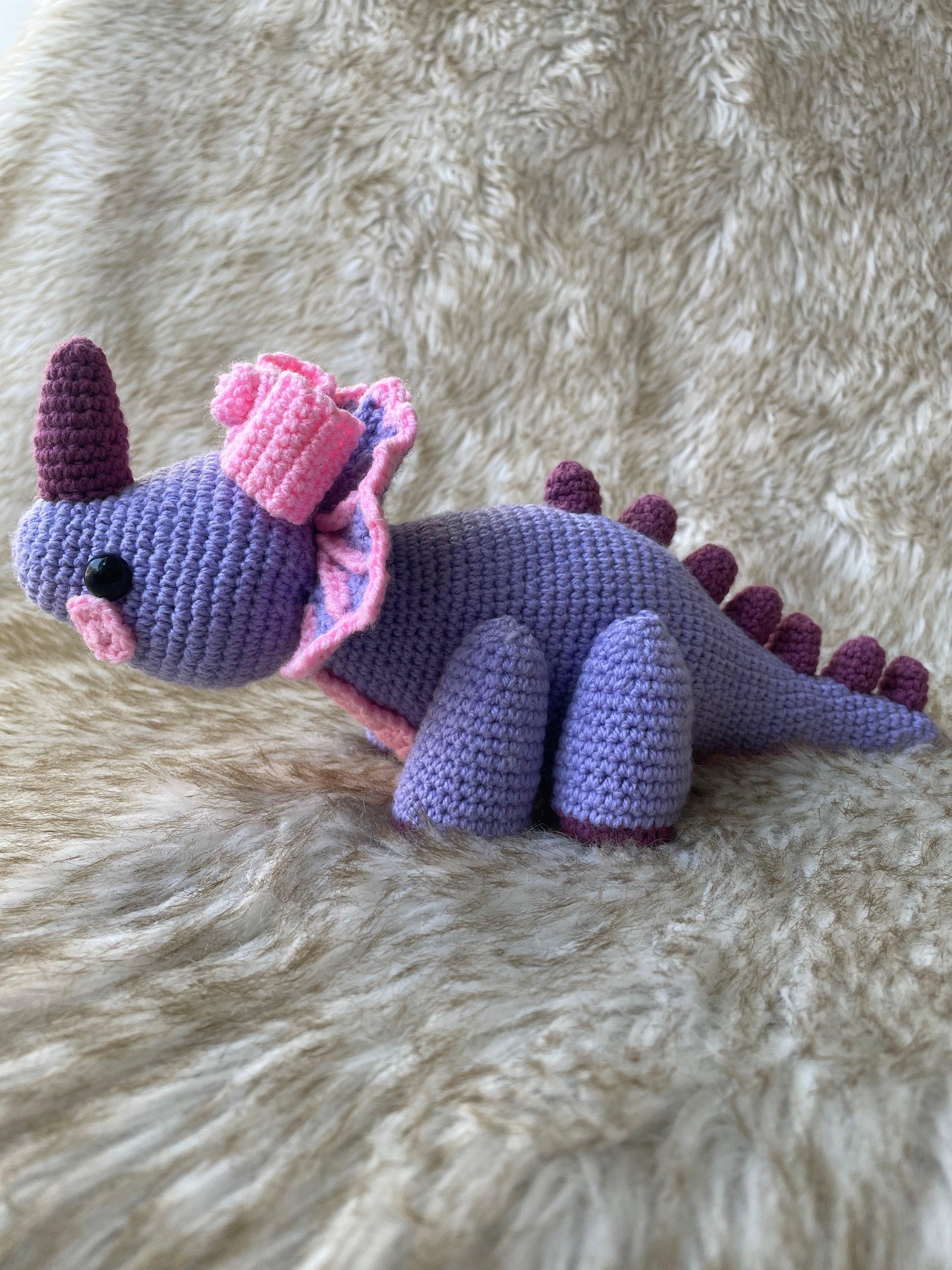 Purple Triceratops Dinosaur Pattern - KnotNookCo