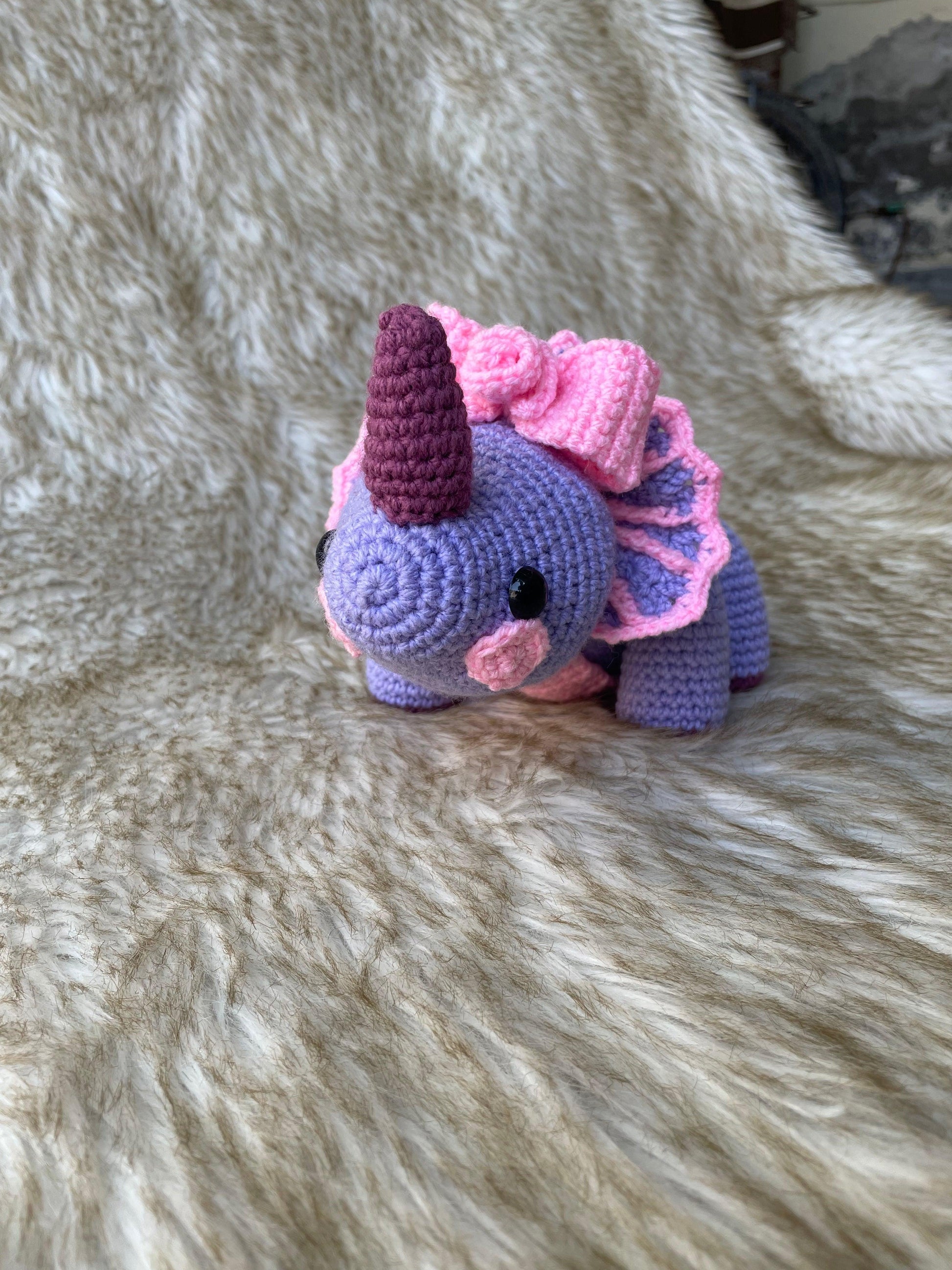 Purple Triceratops Dinosaur Pattern - KnotNookCo