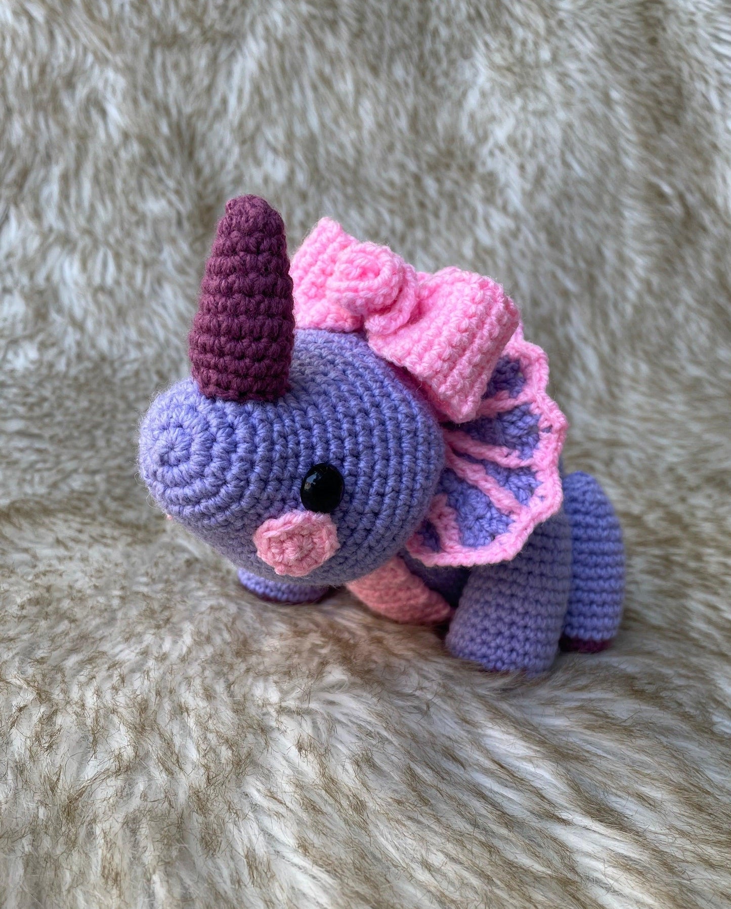 Purple Triceratops Dinosaur Pattern - KnotNookCo